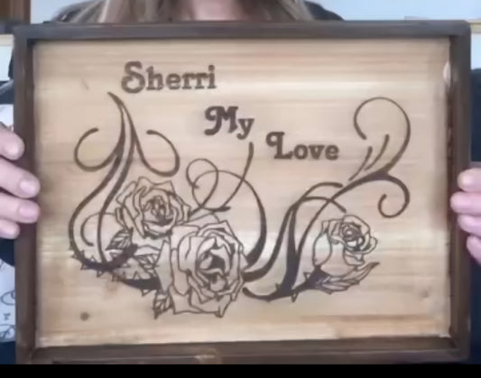 Custom wood frame engraved plaque