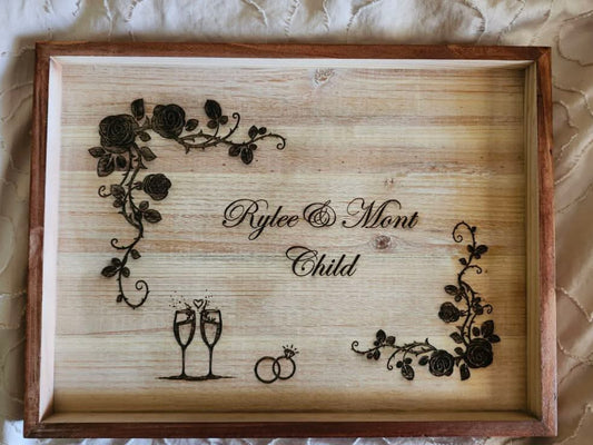 Engraved wood frame